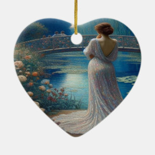 Lonely Woman Looking At Others Valentine Tree Ceramic Tree Decoration