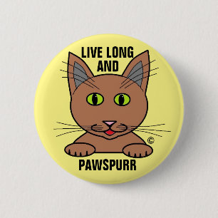 Long and Paws Purr Humourous Cat Button