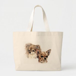 Long and smooth coat chihuahuas large tote bag