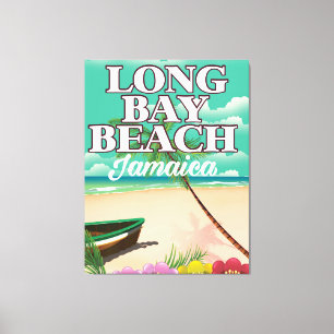 Long bay beach Jamaica travel poster Canvas Print