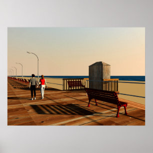 Long Beach Boardwalk, Long Island, New York Poster