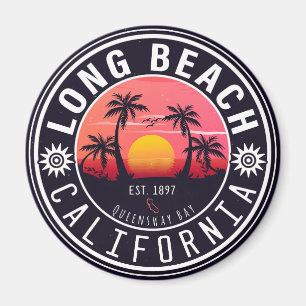 Long Beach Ca Palm Tree Retro Sunset Souvenirs 80s Magnet