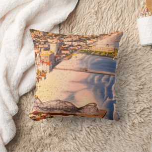 Long Beach CA – Retro Coastal Boardwalk Photo Cushion