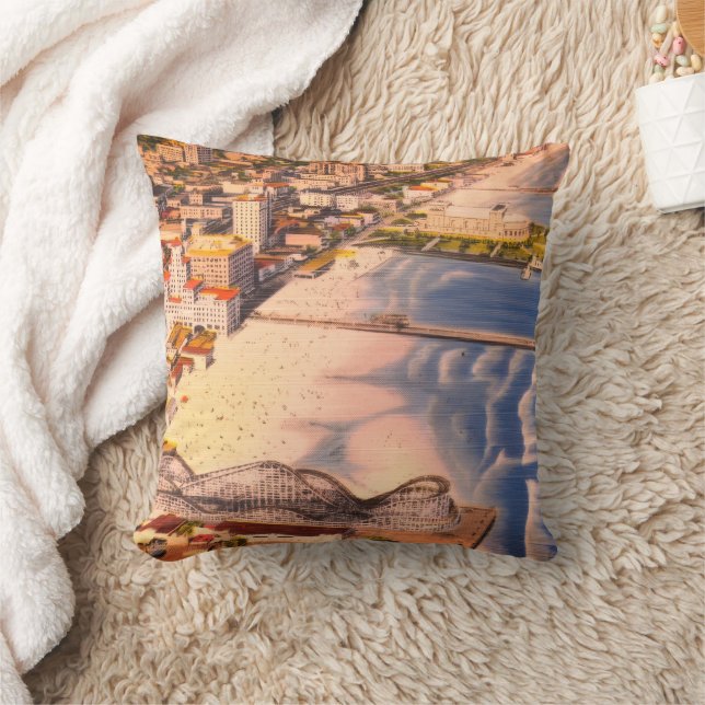 Long Beach CA – Retro Coastal Boardwalk Photo Cushion (Blanket)
