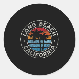 Long Beach California Ca Vintage Graphic Retro 70s Classic Round Sticker