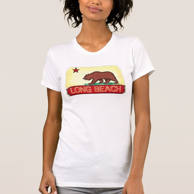 Long Beach California ladies state flag tee (Front)