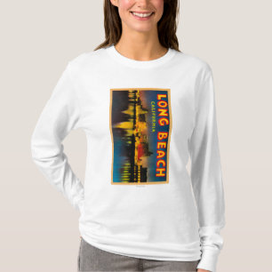 Long Beach, California - Large Letter Scenes T-Shirt