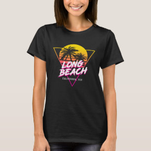 Long Beach California Palm Trees USA Surfing Retro T-Shirt