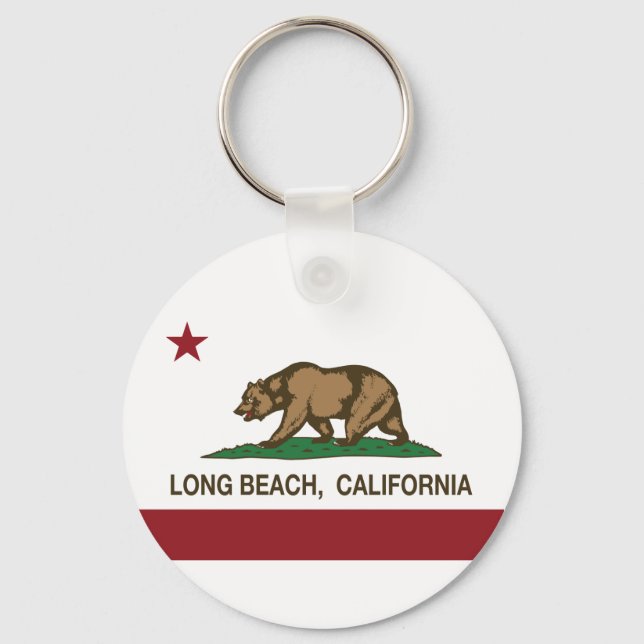 Long Beach California Republic Flag Key Ring (Front)