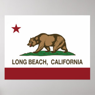 Long Beach California Republic Flag Poster