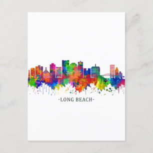 Long Beach California Skyline Invitation Postcard