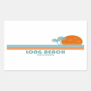 Long Beach California Sun Palm Trees Rectangular Sticker