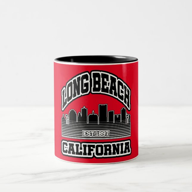 Long Beach,California Two-Tone Coffee Mug (Center)