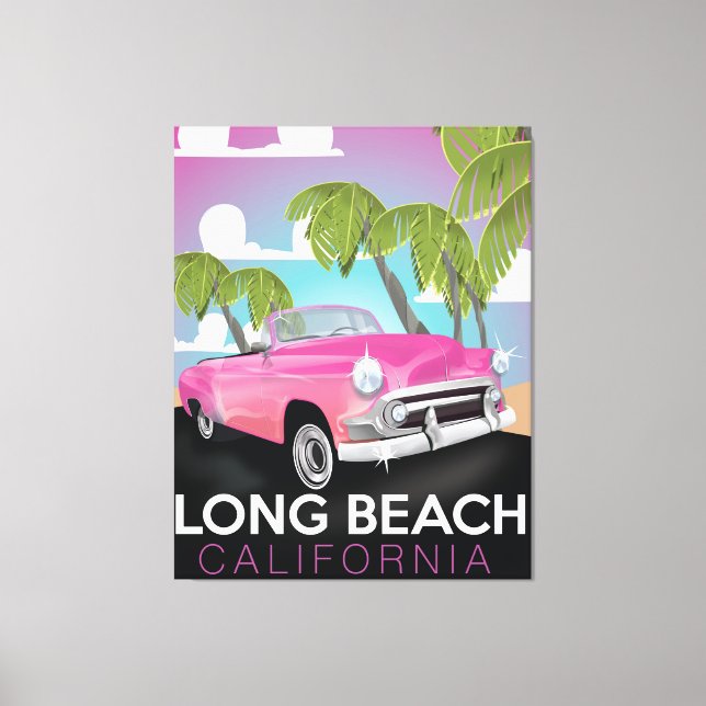 Long Beach California vintage travel poster Canvas Print (Front)