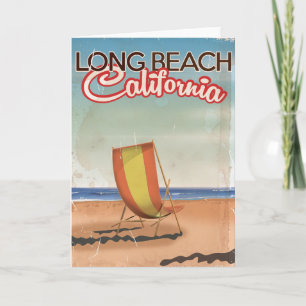 Long Beach California vintage travel poster Holiday Card