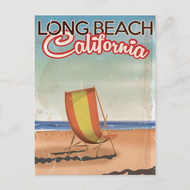 Long Beach California vintage travel poster Postcard (Front)
