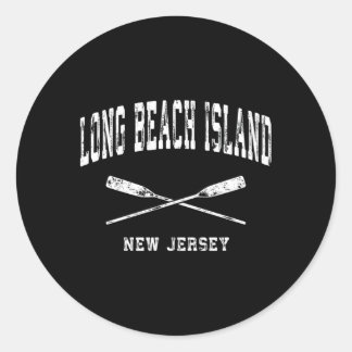 Long Beach Island New Jersey Nautical Crossed Oars Classic Round Sticker