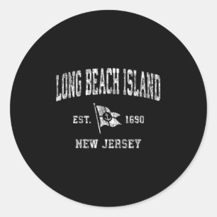 Long Beach Island New Jersey Nj Vintage Boat Ancho Classic Round Sticker