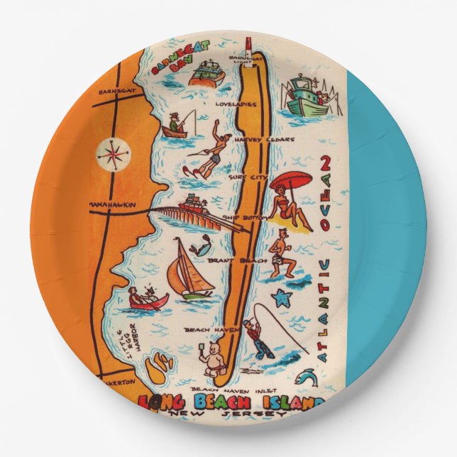 Long Beach Island NJ  Paper Plate (Front)