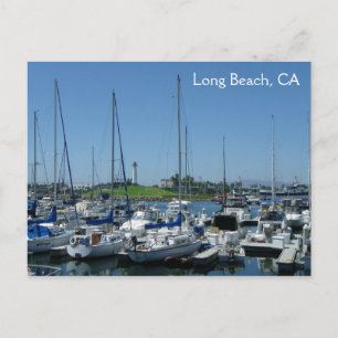 Long Beach Lighthouse & Sailing Boats Postcard! Postcard