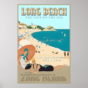 Long Beach Long Island New York South Shore Retro Poster