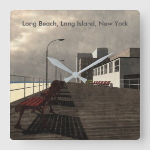 Long Beach, Long Island, New York Square Wall Clock