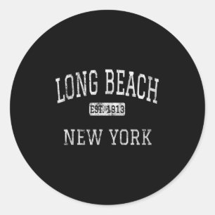 Long Beach New York Ny Vintage  Classic Round Sticker