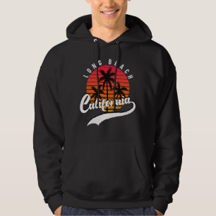 Long Beach Retro Sunset Black Hoodie
