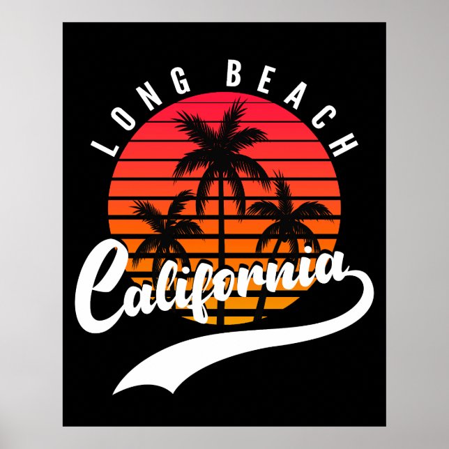 Long Beach Retro Sunset Poster (Front)