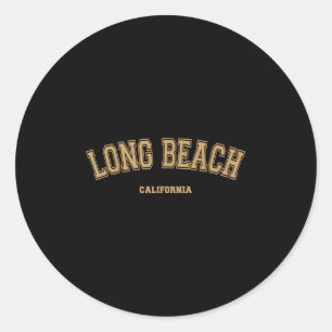 Long Beach Sports College Style On Long Beach Classic Round Sticker