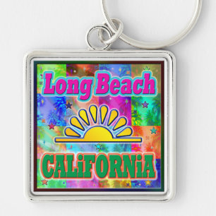 Long Beach Sun & Palms Keychain