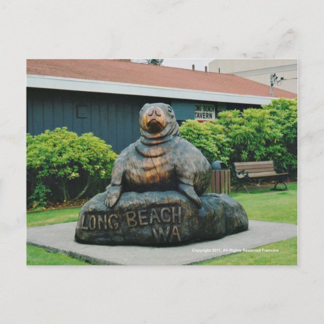 Long Beach Wa Wooden Walrus Postcard (Front)