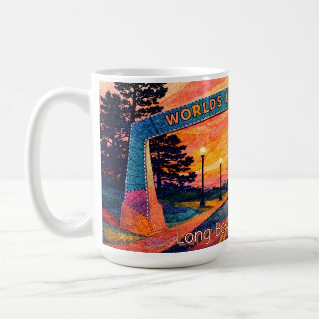 Long Beach Washington Sunset Arch Scenic Coffee Mug (Left)