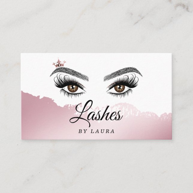 Long Beautiful Lashes Eyes and Brows Hand drawn Business Card (Front)