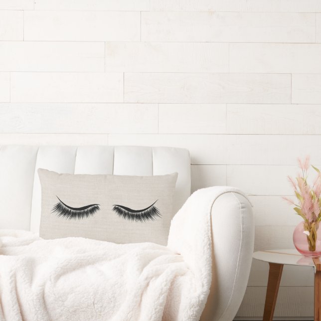 Long Black Eyelashes  Lumbar Cushion (Couch)