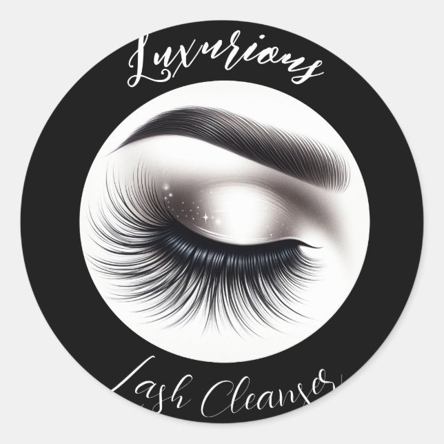Long Black Wispy Eyelashes Lash Extensions Beauty  Classic Round Sticker (Front)