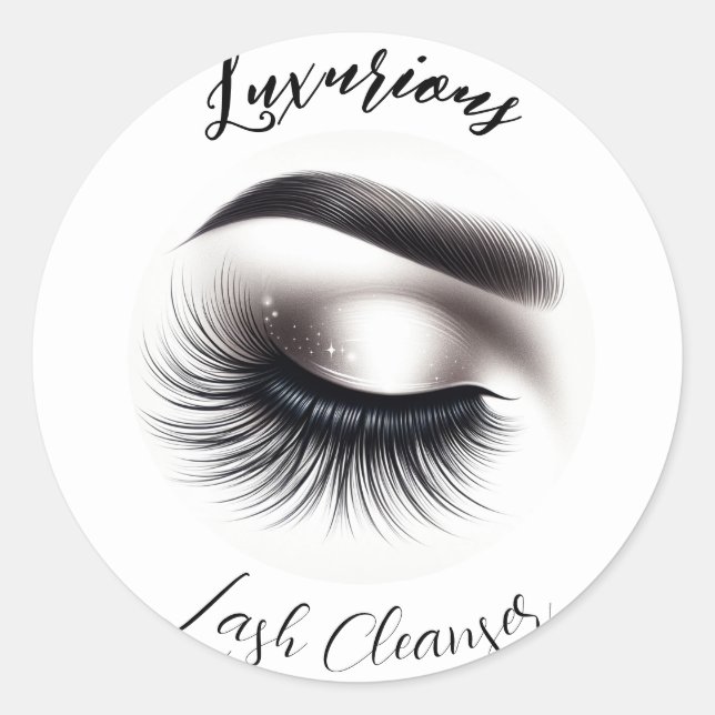 Long Black Wispy Eyelashes Lash Extensions Beauty  Classic Round Sticker (Front)