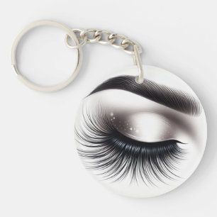 Long Black Wispy Eyelashes Lash Extensions Beauty  Key Ring