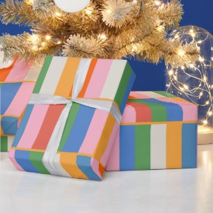 Long Blocks Colorful Checked Pop Pattern Wrapping Paper