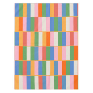 Long Blocks Colourful Checked Pop Pattern Tablecloth