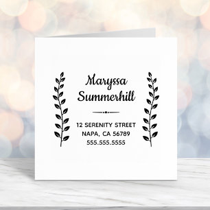 Long Branch Leaves Wreath Address Self-inking Stamp