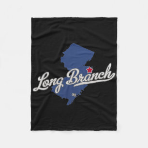 Long Branch New Jersey Nj Map Fleece Blanket