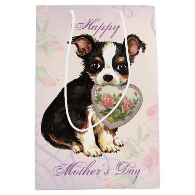 Long Coat Chihuahua Heart Mum Medium Gift Bag (Front)