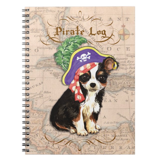 Long Coat Chihuahua Pirate Notebook (Front)