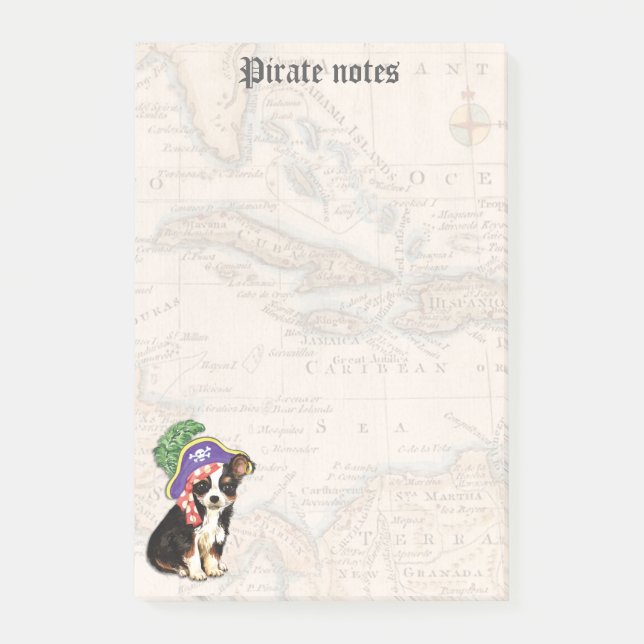 Long Coat Chihuahua Pirate Post-it Notes (Front)