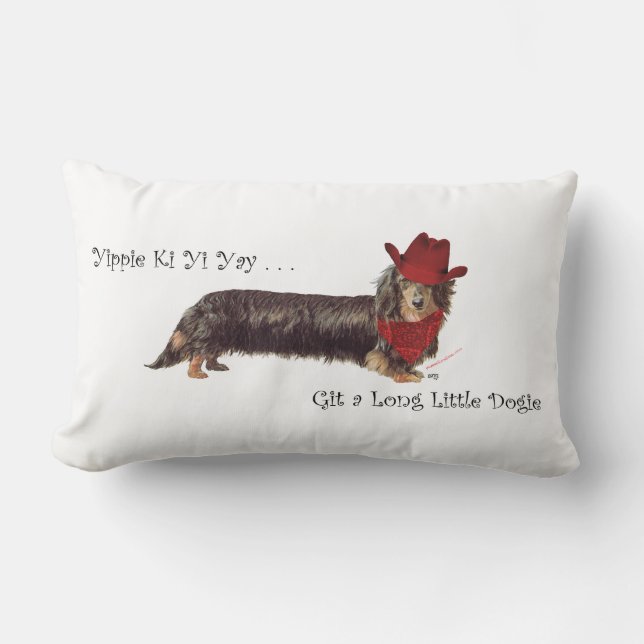 Long Dachshund Cowboy Lumbar Cushion (Front)