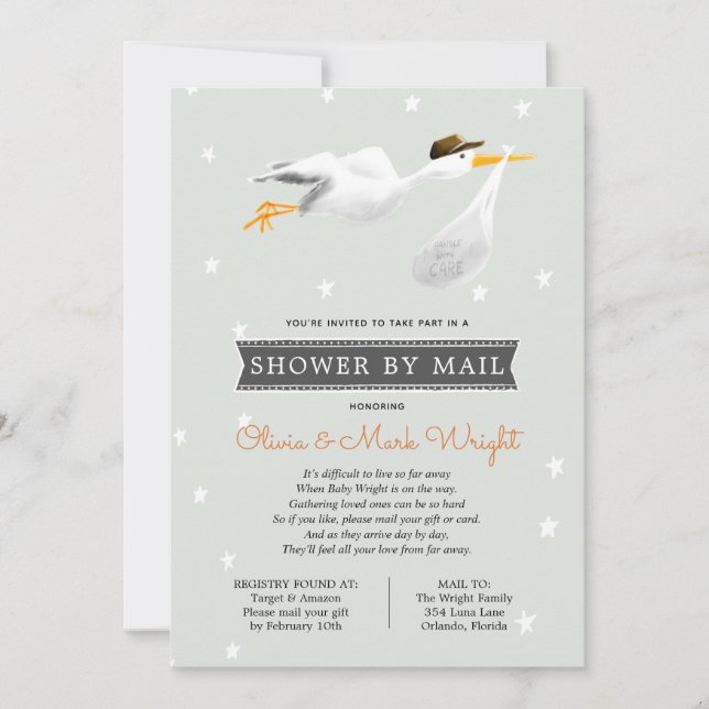 Long Distance Baby Shower by Mail Invitation (Front)