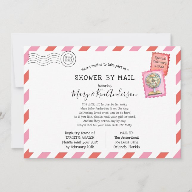 Long Distance Baby Shower by Mail Invitation (Front)