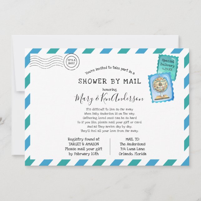 Long Distance Baby Shower by Mail Invitation (Front)