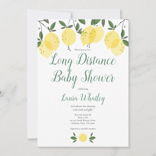 Long Distance Baby Shower Sprinkle by Mail Lemons Invitation (Front)